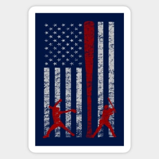 Fastpitch Softball American Flag Grunge Love Softball Patriotic USA Softball Sticker